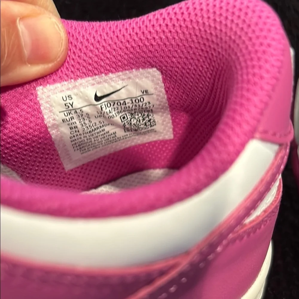 Nike Dunk Low BG White and Active Fuchsia